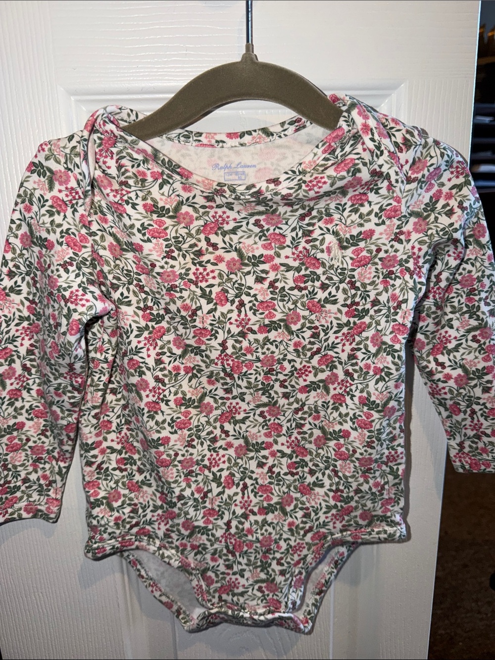 Ralph Lauren Pink & Green Floral Long-Sleeve Bodysuit